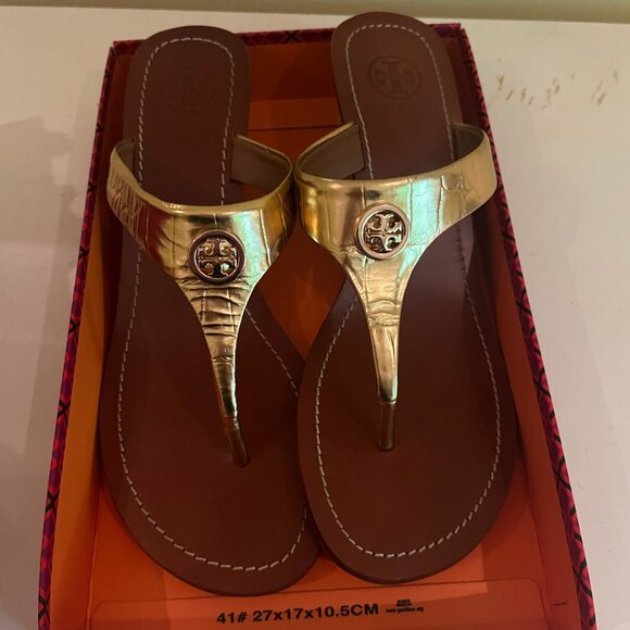 Tory Burch Gold Sandals - Picture 1 of 4